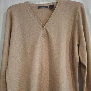 Women's Liz Claiborne Wheat Colored Henley Sweater in Size XL